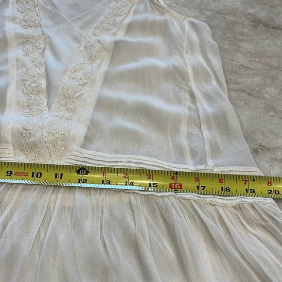 Zara | White Drop Waist Cottagecore Slip Dress | Ivory | Medium - Picture 6 of 13